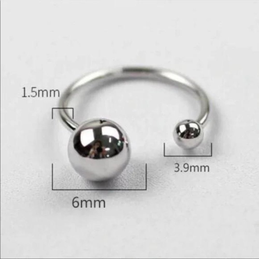 BEAD BALL 925 STERLING SILVER ADJUSTABLE RING - Picture 8 of 8